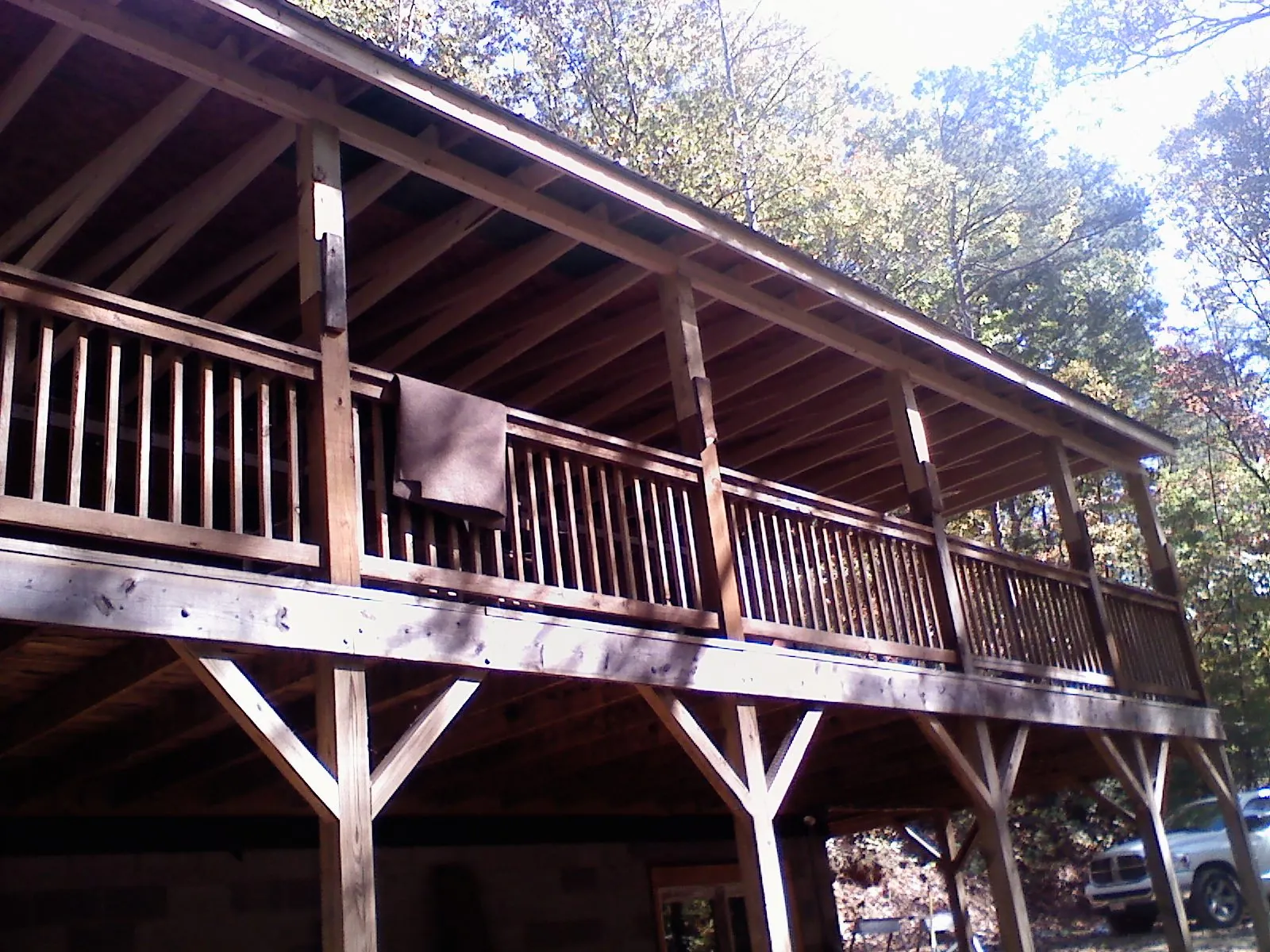Timber framing under a new elevated porch and deck — Roof Leak Repair in Cave Spring by Roofing Brothers