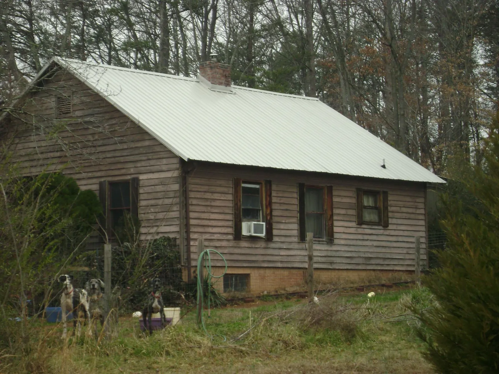 White metal roof on an old wood sided farmhouse, from a Asphalt Shingle Roof Repair job in Cave Spring